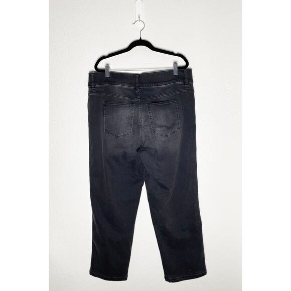 Spanx Women's Wide Leg Stretch Black Jeggings Jeans High Rise Elastic Waist Crop - Picture 2 of 10